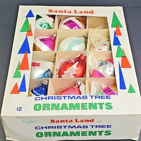 Poland Oblong Christmas Ornaments Baubles 11pcs Vintage Amazing Collection - Picture 2 of 16
